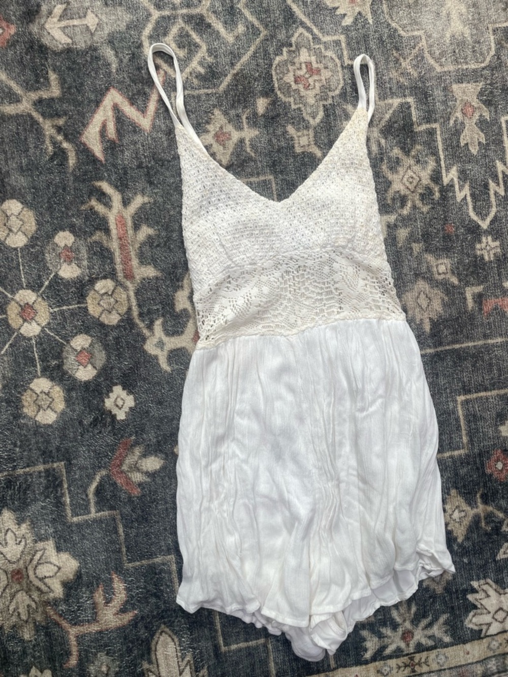 Abercrombie & Fitch White Crochet-Top Romper